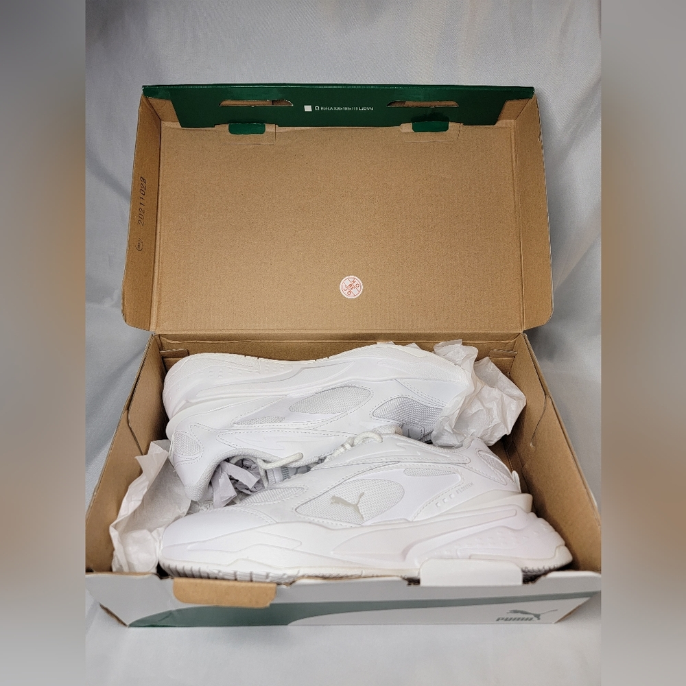 Puma RS-Z Leather Trainer Thriple White Sneaker Womans To youth Sizes - Picture 3 of 7